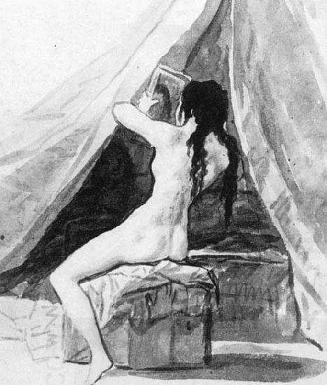 Francisco de goya y Lucientes Nude Woman Holding a Mirror China oil painting art